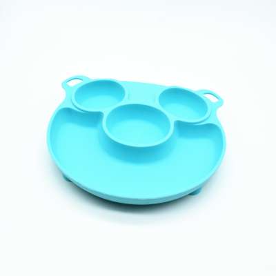 2019 Toddler Silicone Bowl and Silicone Plate Easily Clean Self Feeding Set Reduces Spills