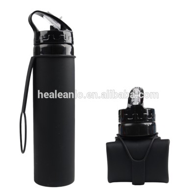 Healeanlo BPA free silicone water pouch water flask fold flat water bottle