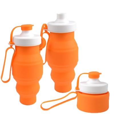 Food Grade Soft Silicone Water Bottle Foldable Collapsible Leakproof Hiking Foldable Water Bottle