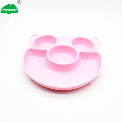 2019 Newest Design Silicone Pig Shape Divided Toddler Plates Portable Non-Slip Suction Plates For Children Babies and Kids