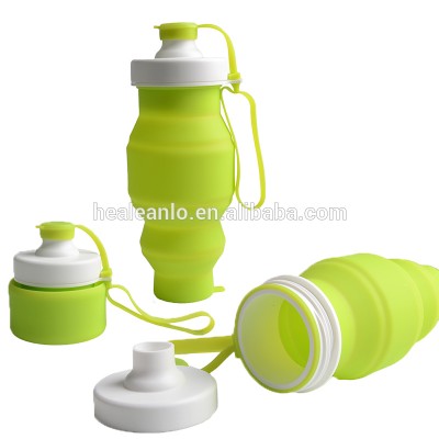 Healeanlo BPA free food grade silicone best foldable reusable plastic lid bottles folding water container