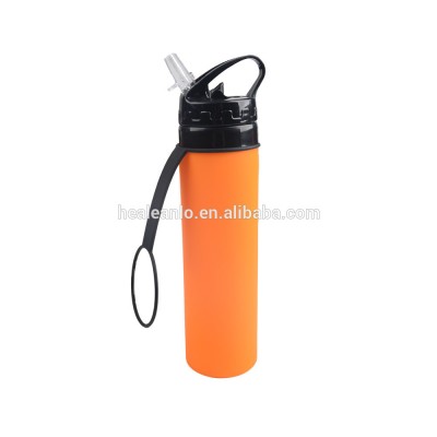 BPA free silicone flat hiking small water bottle travel portable