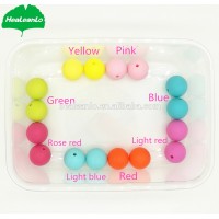 Healeanlo BPA Free best silicone round shape teether silicone amber beads necklace baby teething chewbeads