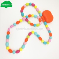 HeaLeanLo food grade silicone apple shape teether infant silicone teething beads necklace jewelry