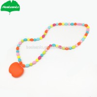 HeaLeanLo food grade silicone apple shape teether baby silicone teething amber toddler bead necklace