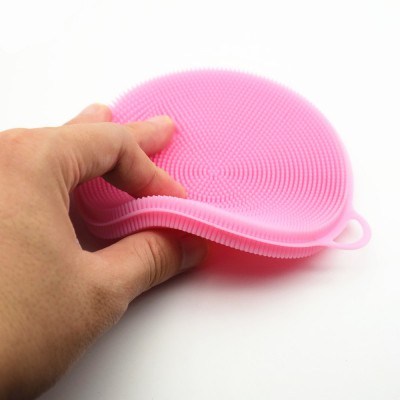 Healeanlo food grade round shape silicone best dish cleaning brush scrubber for kitchen